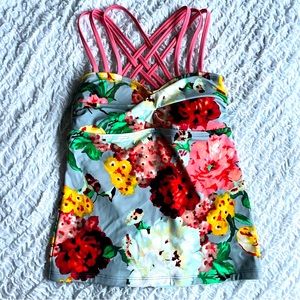 Lime Ricki floral tankini top size small